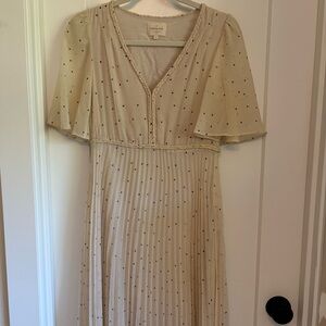 Sezane Elegant Cream Polka Dot Dress 36